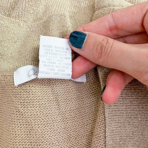 Charlotte Russe Vest Junior Girl Large Gold Metallic Knit - Picture 5 of 5